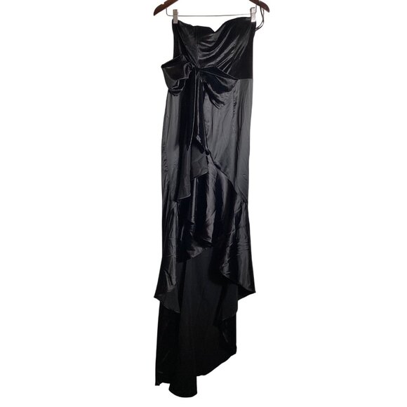Black Strapless High-Low Dress With Bow Detail Size M prom wedding party NWOT - Picture 1 of 11